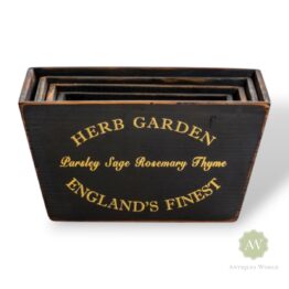 Antique Black Wooden Herb Garden Planters