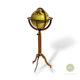 Antique Globe on Metal & Leather Stand