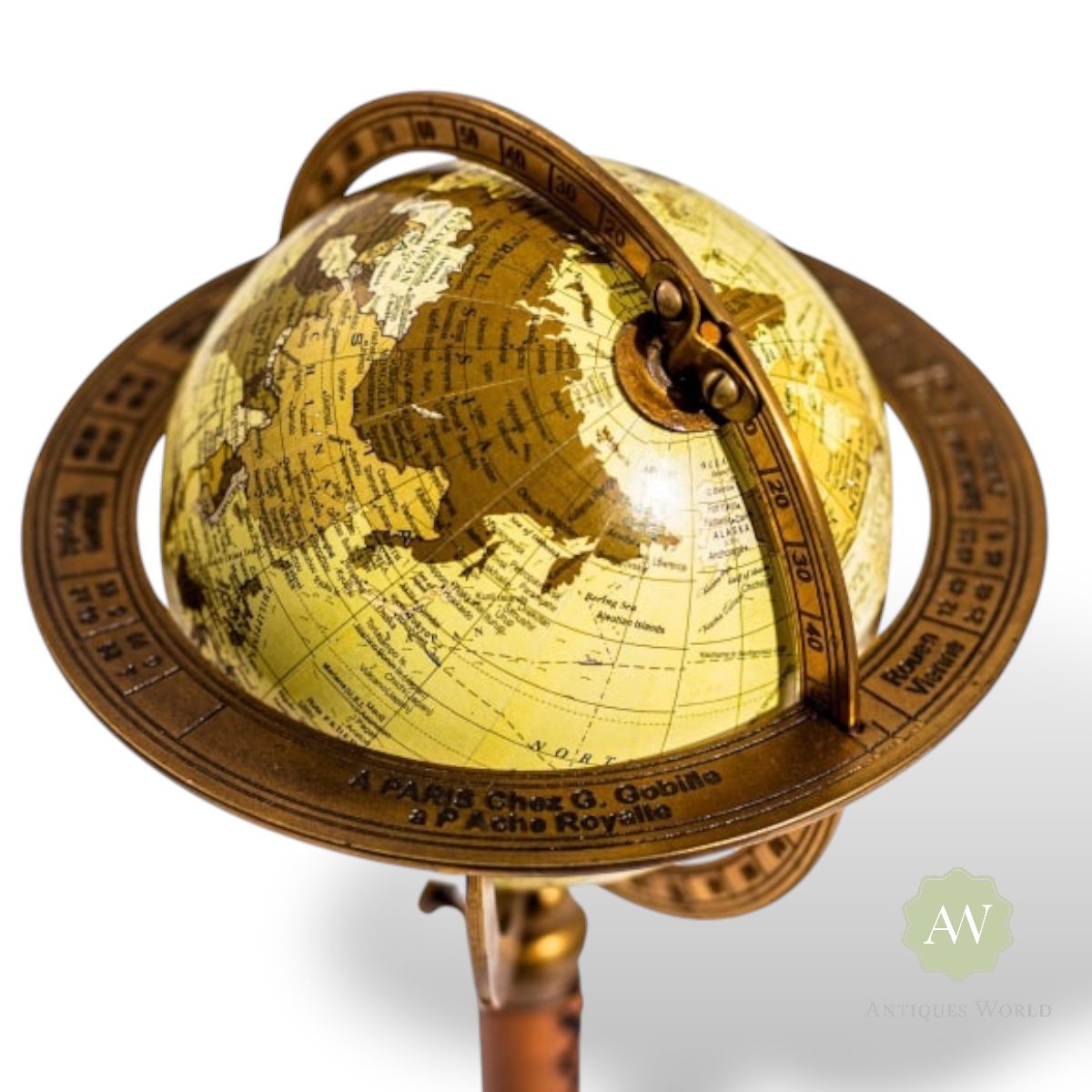 Antique Style Globe on Metal & Leather Stand 2 Antique Style Globe on Metal & Leather Stand - Image 2