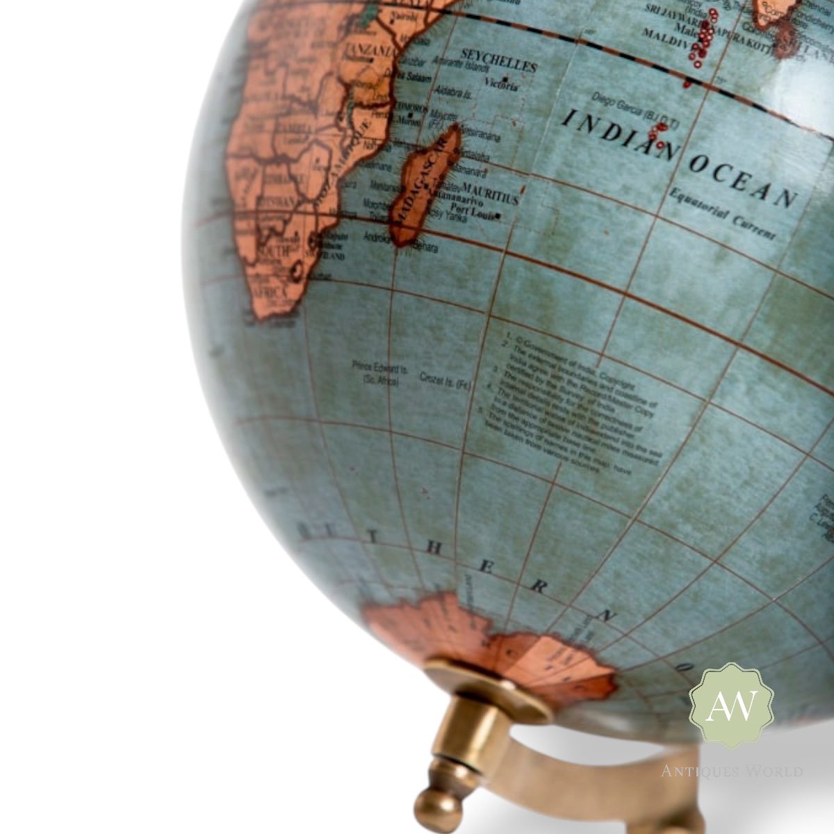 Antique Style Globe on Wooden Stand 2 Antique Globe on Wooden Stand