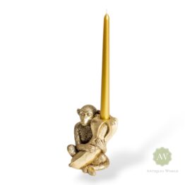 Antique Gold Monkey with Banana Candle Holder