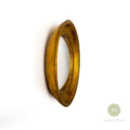 Antiqued Gold Deep Framed Small Convex Mirror