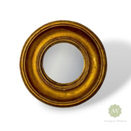 Antiqued Gold Deep Framed Small Convex Mirror