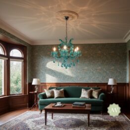Aqua Blue 5 Branch Murano Chandelier