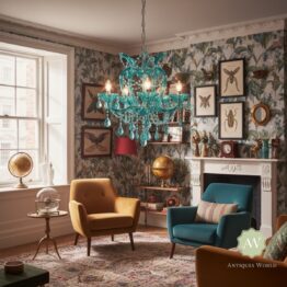 Aqua Blue 5 Branch Murano Chandelier