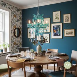 Aqua Blue 5 Branch Murano Chandelier