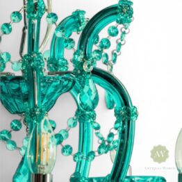 Aqua Blue 5 Branch Murano Chandelier