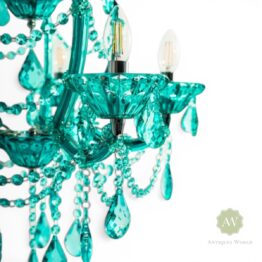 Aqua Blue 5 Branch Murano Chandelier