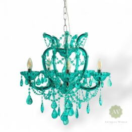 Aqua Blue 5 Branch Murano Chandelier