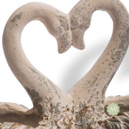 Large Antiqued Love Heart Swan Planters