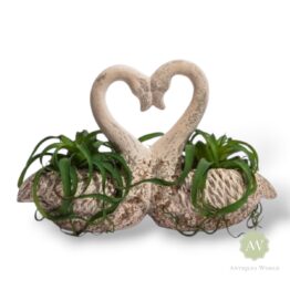 Large Antiqued Love Heart Swan Planters