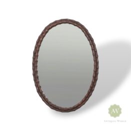 Natural Bamboo Cane Oval Wall Mirror