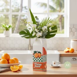 Orange Juice Carton Ceramic Stem Vase