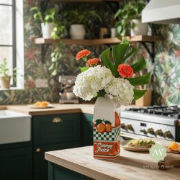 Orange Juice Carton Ceramic Stem Vase
