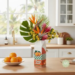 Orange Juice Carton Ceramic Stem Vase