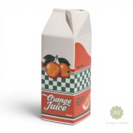 Orange Juice Carton Ceramic Stem Vase