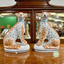 Pair of Ceramic Sitting Leopard Figures Lifestyle