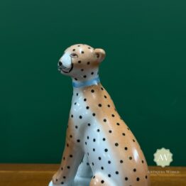 Pair of Ceramic Sitting Leopard Figures Lifestyle