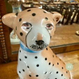 Pair of Ceramic Sitting Leopard Figures Lifestyle