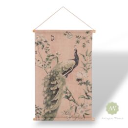 Peacock Dusky Pink Floral Wall Hanging Canvas Print