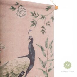 Peacock Dusky Pink Floral Wall Hanging Canvas Print