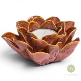 Pink Mottled Floral Ceramic Tealight Holder