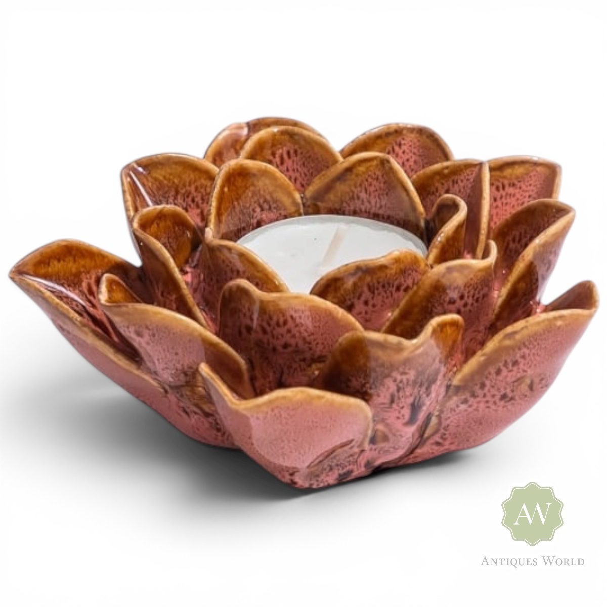 Mottled Floral Ceramic Tealight Holder 6 Pink Mottled Floral Ceramic Tealight Holder