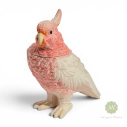 Pink & White Ceramic Parrot Storage Jar / Vase