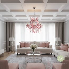 Rose Pink 5 Branch Murano Chandelier
