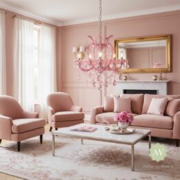 Rose Pink 5 Branch Murano Chandelier