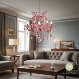 Rose Pink 5 Branch Murano Chandelier