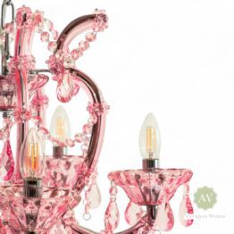 Rose Pink 5 Branch Murano Chandelier