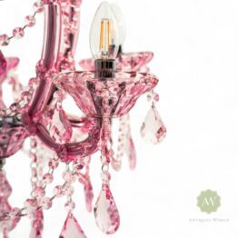 Rose Pink 5 Branch Murano Chandelier