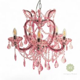 Rose Pink 5 Branch Murano Chandelier