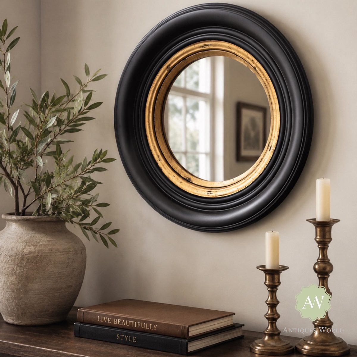 Round Black Small Convex Mirror 3 Round Black 25cm Convex Mirror