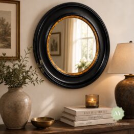 Round Black Large Convex Mirror