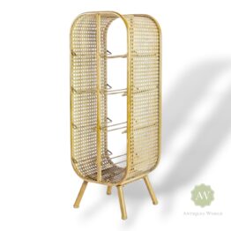 Rustic Metal Rattan 8 Bottle Wine Rack