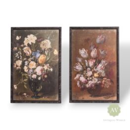 Set of 2 Antiqued Boho Floral Bouquet Wall Prints