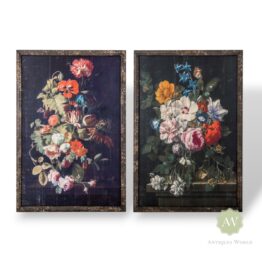 Set of 2 Antiqued Boho Floral Wall Prints