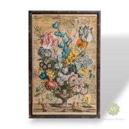 Set of 2 Antiqued White Boho Floral Wall Prints