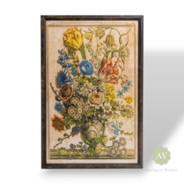 Set of 2 Antiqued White Boho Floral Wall Prints