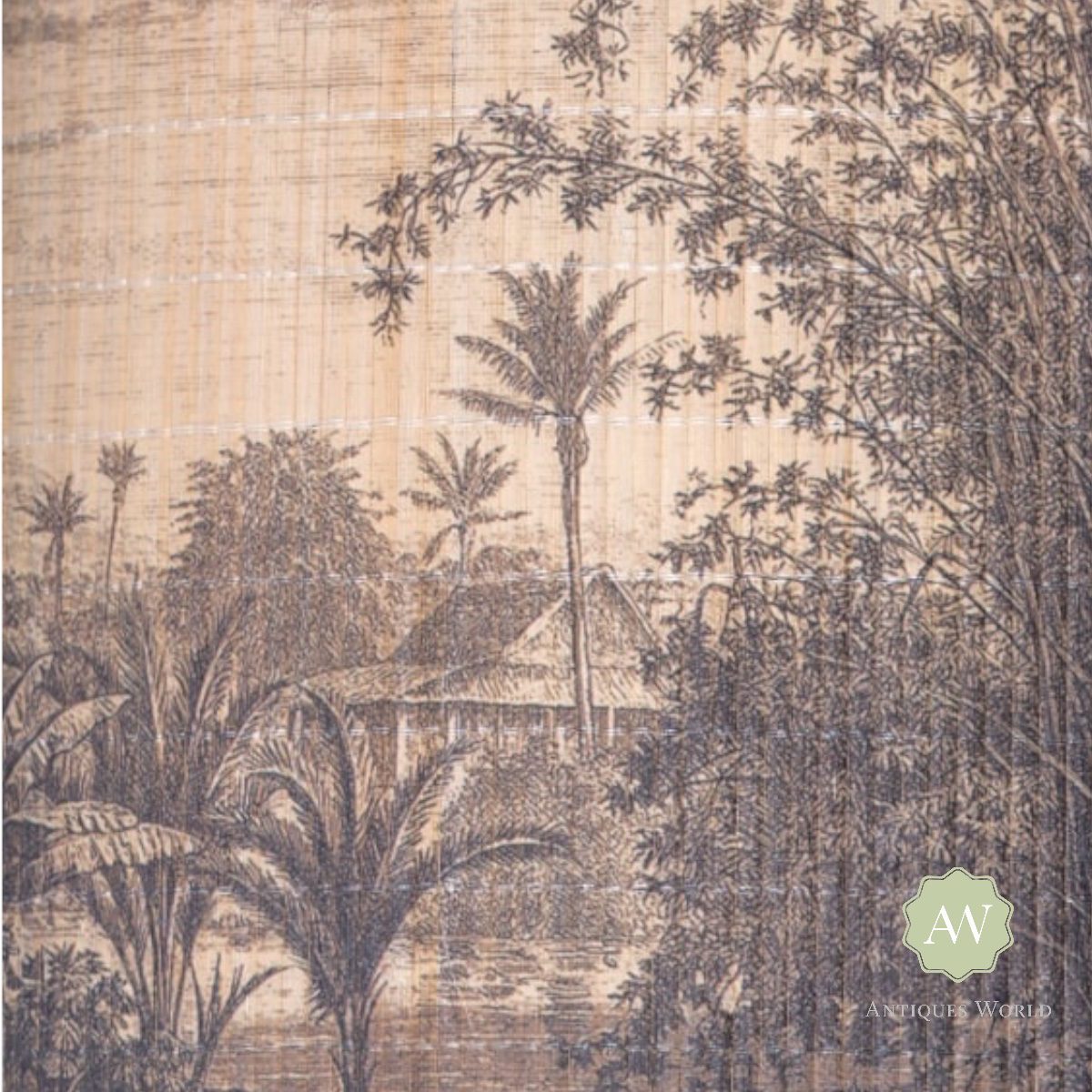 Tropical Scene Bamboo Shade 55cm & 40cm 3 Tropical Scene Bamboo Shades 55cm & 40cm