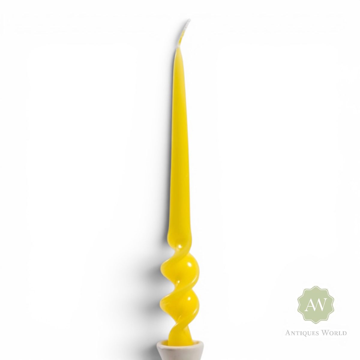 Hand Turned Gloss Taper Candles 2 Vanilla Yellow Hand Turned Gloss Taper Candles