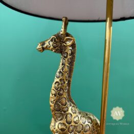 Antiqued Gold Giraffe Table Lamp with Black Shade Lifestyle