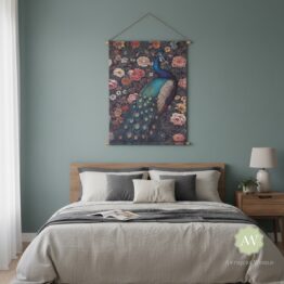 Large Boho Floral Peacock Wall Hanging Canvas Print