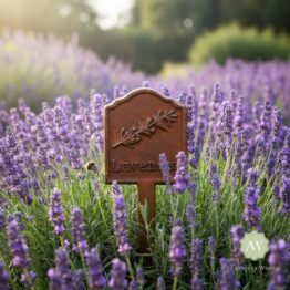 Rusted Cast Iron Herb Garden Planter Sign - Lavender