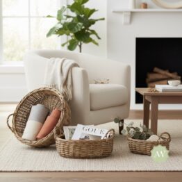 Set of 3 Rustic Woven Round Storage Baskets
