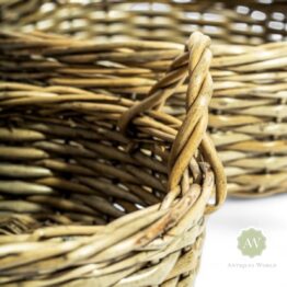 Set of 3 Rustic Woven Round Storage Baskets