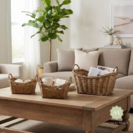 Set of 3 Rustic Woven Storage Baskets