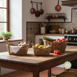 Set of 3 Rustic Woven Storage Baskets